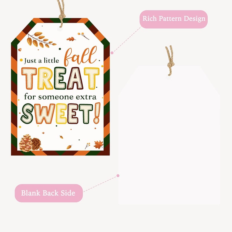 llyinglpdec 50PCS Fall Paper Tags with String, 2.2"x3.3" Autumn Treat Tags for Candy Bags, Thanksgiving Gift Wrapping, Pinecone Leaf Design, Party Favor for Fall Decorations - Image 3